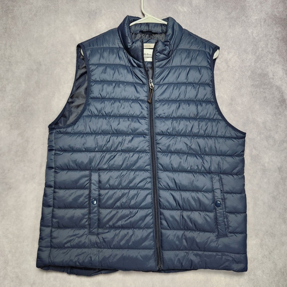 Goodfellow & Co Mens Blue Puffer Vest Large Water Resistant Quilted F16787431
